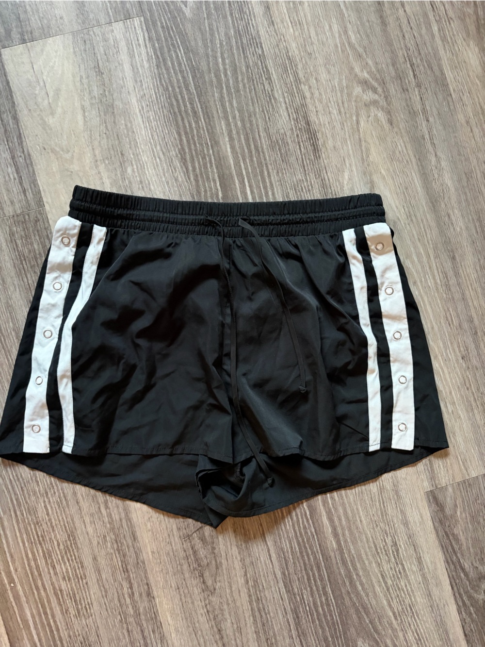 JoyLab Black Athletic Shorts with White Snap Side Stripes